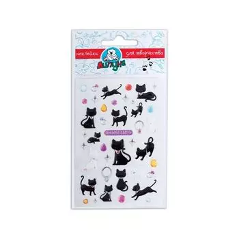 Наклейки ЛИПУНЯ Большие гелевые кошки, с европодвесом, bES004, (5 шт.)