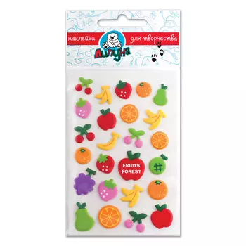 Наклейки ЛИПУНЯ Зефирные. Фрукты, с европодвесом, MMS005