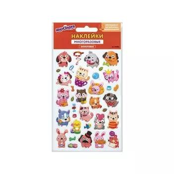 Наклейки виниловые Зверята, 10*15 см, ЮНЛАНДИЯ (6 шт.)