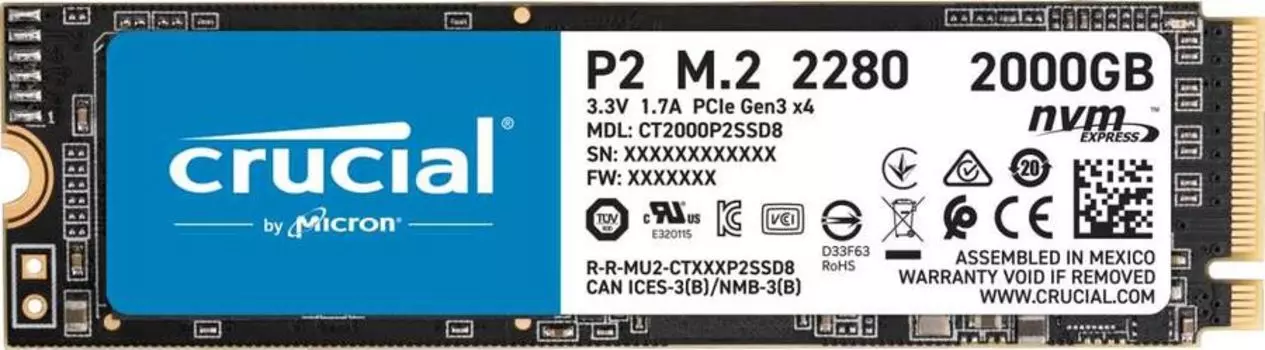 Накопитель SSD Crucial PCI-E x4 2Tb (CT2000P2SSD8)