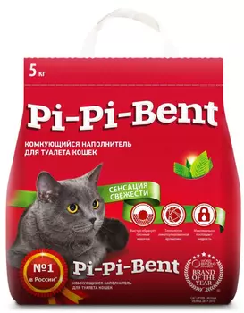 Наполнитель Pi-Pi-bent 5кг Сенсация свежести комкующийся (крафт пакет) 00144