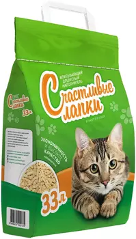 Наполнитель Счастливые Лапки 33 л древесный