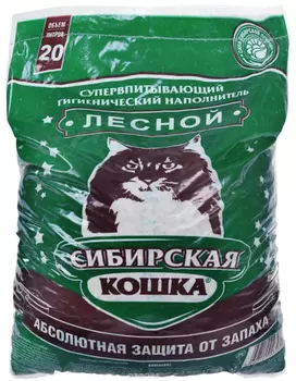 Наполнитель Сибирская кошка Лесной 20 л (12 кг) древесный