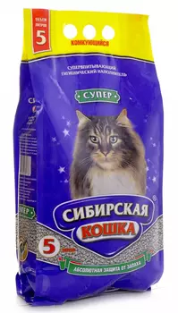 Наполнитель Сибирская кошка Супер 5 л комкующийся