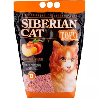 Наполнитель Сибирская кошка Тофу 12 л персик