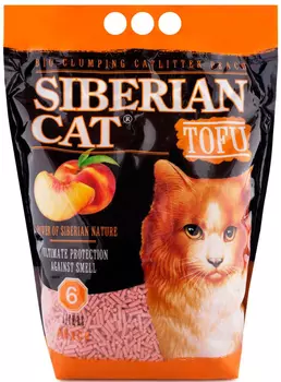 Наполнитель Сибирская кошка Тофу 6 л персик