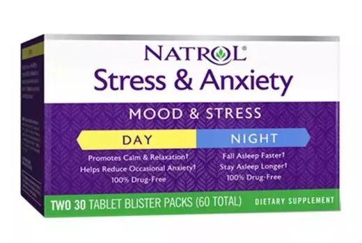 Natrol "Стресс Тревожность, День и ночь" Stress&amp;Anxiety Day&amp;Night 30+30 табл.
