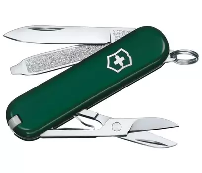 Нож-брелок Victorinox Classic, 58 мм, 7 функций, зеленый