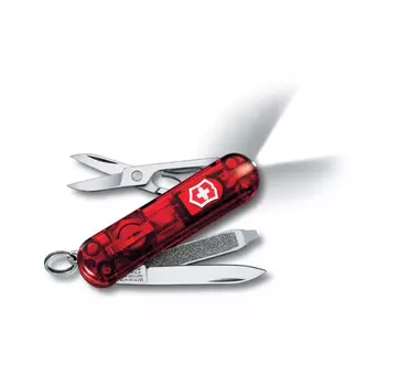 Нож-брелок Victorinox Classic SwissLite, 58 мм, 7 функций, полупрозрачный красный