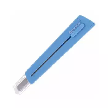 Нож канцелярский 9 мм BRAUBERG Delta, автофиксатор, цвет корпуса голубой, блистер (8 шт.)