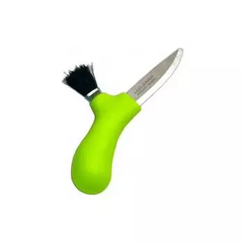 Нож Morakniv Karl-Johan для грибов, нержавеющая сталь, цвет лайм, щетка из конского волоса