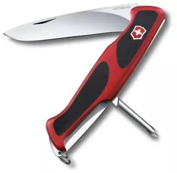 Нож Victorinox RangerGrip 53, 130 мм, 5 функций, красный с черным