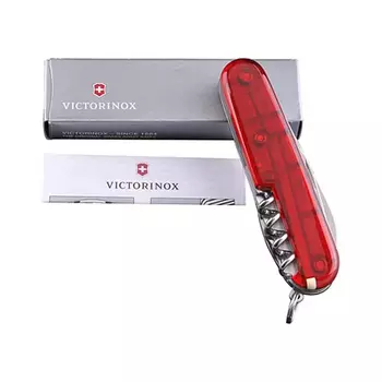 Нож Victorinox Spartan, 91 мм, 12 функций, прозрачный красный
