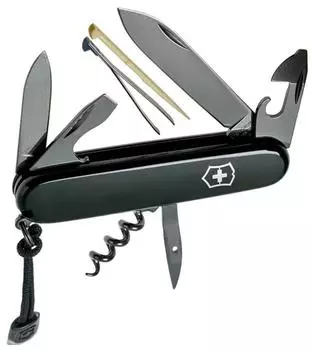 Нож Victorinox Spartan PS, 91 мм, 13 функций, чёрный, с темляком