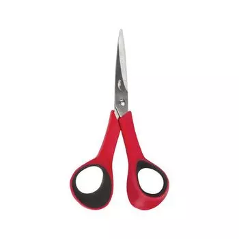 Ножницы для хобби и рукоделия ОСТРОВ СОКРОВИЩ 140 мм, 3-х сторонняя заточка, красно-черные, 237105