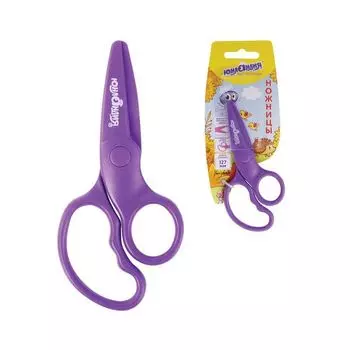 Ножницы ЮНЛАНДИЯ ЁЖИК, 127 мм, безопасные пластиковые лезвия, эрогомичные ручки, ассорти (12 шт.)