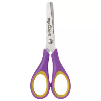 Ножницы ЮНЛАНДИЯ ВОЗДУШНЫЙ ЗМЕЙ, 120 мм, для правши, резиновые вставки, фиолетово-желтые, европодвес, 236856, (12 шт.)