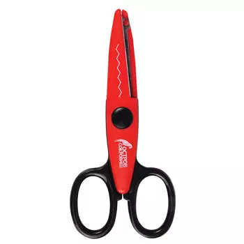 Ножницы ОСТРОВ СОКРОВИЩ, 135 мм, фигурное лезвие зубцы, красно-черные, в упаковке с европодвесом, 236779, (6 шт.)