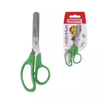 Ножницы ПИФАГОР, 127 мм, ассиметричные ручки, картонная упаковка с подвесом, ассорти (12 шт.)