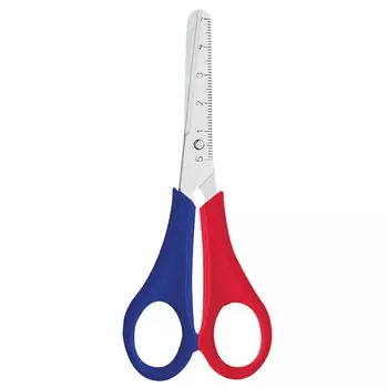 Ножницы ПИФАГОР, 130 мм, для левши, с линейкой, в картонной упаковке с европодвесом, 236784, (12 шт.)