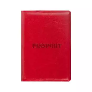 Обложка для паспорта STAFF, полиуретан под кожу, "ПАСПОРТ", красная, 237601 (10 шт.)