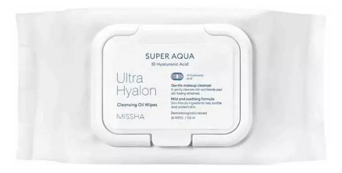 Очищающие салфетки д/лица на масляной основе MISSHA Super Agua Ultra Hyalron Cleansing Oil Wipes 30ш