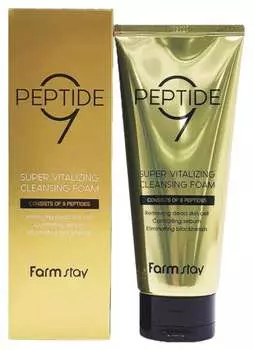 Омолаживающая очищающая пенка FarmStay с комплексом из 9 пептидов, 180 мл