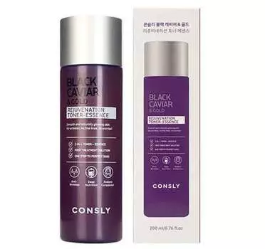 Омолаживающий тонер-эссенция Consly с черной икрой и золотом, 200мл
