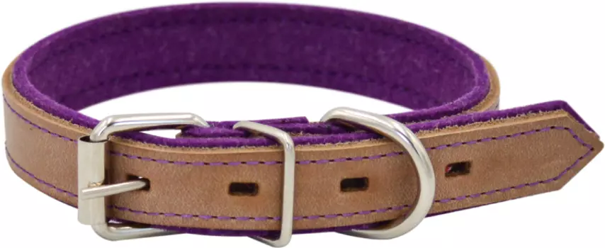 Ошейник для собак 1412БФ SUOMI LINE 1сл 20 мм длина 30-38 см бежевый/фиолетовый фетр