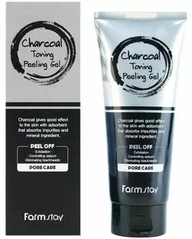 Отшелушивающий гель с углем FarmStay Charcoal Toning Peeling Gel, 180ml