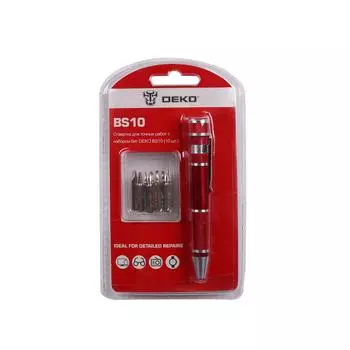 Отвертка для точных работ с набором бит DEKO BS10 (10 шт.)