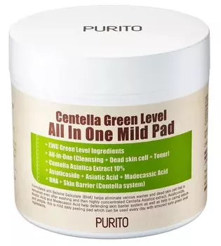 Пэды PURITO Centella Green Level All In One Mild Pad