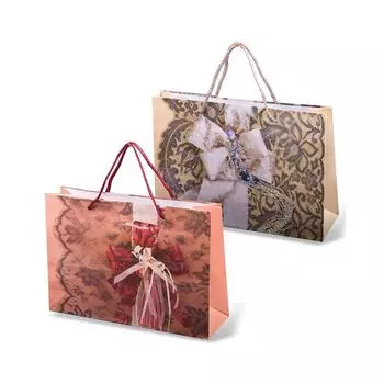 Пакет подарочный ламинированный, 30х21х9 см, Подарки, (12 шт.)