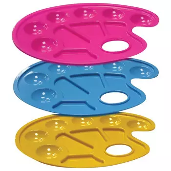 Палитра для рисования СТАММ пластиковая, овальная, 6 отделений для красок и 4 отделения для смешивания, ассорти, ПА10, (10 шт.)