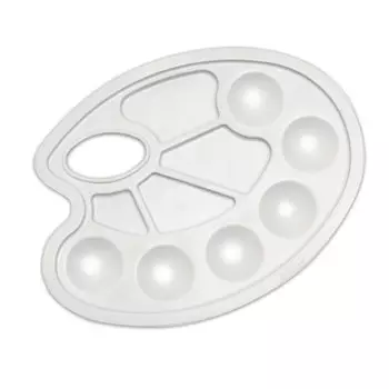 Палитра для рисования СТАММ пластиковая, овальная, 6 отделений для красок и 4 отделения для смешивания, ПА01, (20 шт.)