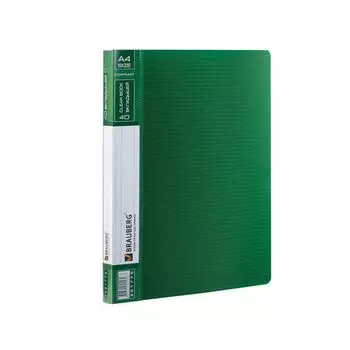 Папка 40 вкладышей BRAUBERG Contract, зеленая, вкладыши-антиблик, 0,7 мм, бизнес-класс, 221779