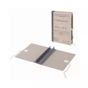 Папка архивная для переплета Форма 21 40 мм с гребешками БУРАЯ, 4 отверстия, завязки, STAFF,72329