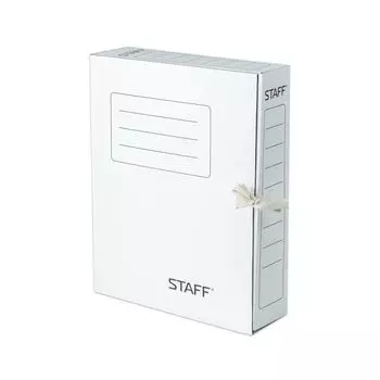 Папка архивная с завязками А4 (325х250 мм), 75 мм, до 700 листов, микрогофрокартон, БЕЛАЯ, STAFF, 128869, (10 шт.)