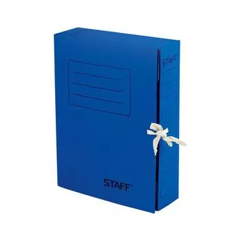 Папка архивная с завязками А4 (325х250 мм), 75 мм, до 700 листов, микрогофрокартон, СИНЯЯ, STAFF, 128870, (10 шт.)
