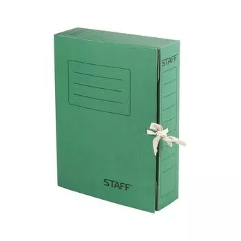 Папка архивная с завязками А4 (325х250 мм), 75 мм, до 700 листов, микрогофрокартон, ЗЕЛЕНАЯ, STAFF, 128871, (10 шт.)