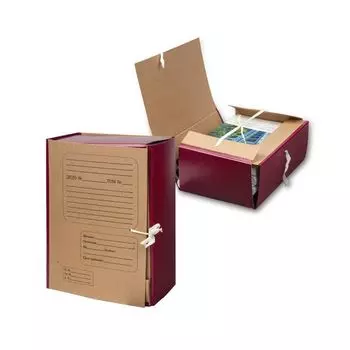 Папка для бумаг архивная А4 (225х310 мм), 120 мм, 4 завязки, крафт, корешок - бумвинил, 123204