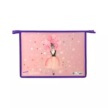 Папка для тетрадей ЮНЛАНДИЯ А4, 1 отделение, пластик, молния сверху, "Ballet", 229108