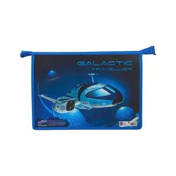 Папка для тетрадей ЮНЛАНДИЯ А4, 1 отделение, пластик, молния сверху, "Galactic traveller", 229105