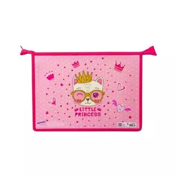 Папка для тетрадей ЮНЛАНДИЯ А4, 1 отделение, пластик, молния сверху, "Little princess", 229107