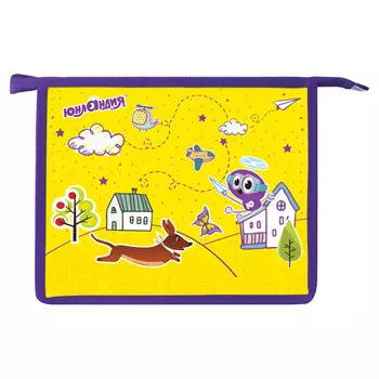 Папка для тетрадей ЮНЛАНДИЯ, А5, 1 отделение, пластик, молния сверху, Такса, 228182, (4 шт.)