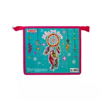 Папка для тетрадей ПИФАГОР А5, 1 отделение, пластик, молния сверху, "DREAMCATCHER", 229118