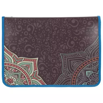 Папка для труда BRAUBERG, А4, пластик, цветная печать, молния вокруг, для девочек, Орнамент, ПТР-5