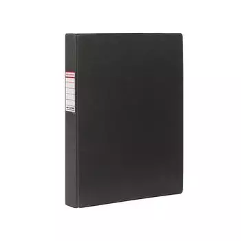 Папка на 4 кольцах BRAUBERG, 35 мм, картон/ПВХ, черная, до 180 листов (удвоенный срок службы), 221483