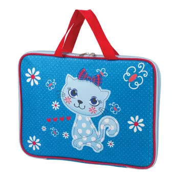 Папка на молнии с ручками BRAUBERG, А4, ткань, с подкладкой, сублимация, для девочек, Китти, 227080