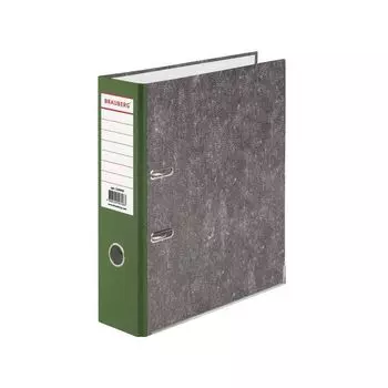 Папка-регистратор BRAUBERG, фактура стандарт, с мраморным покрытием, 80 мм, зеленый корешок, 220990